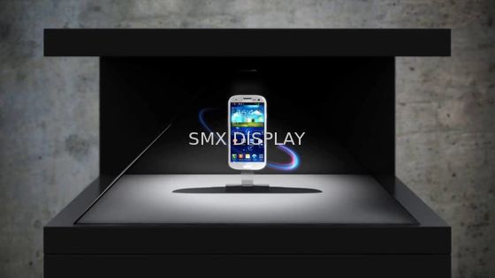 Kualitas 3D Holo Perhiasan Showcase Hologram Pyramid Layar 3 Sides 32 inch Pabrik