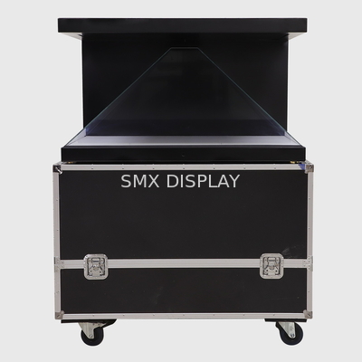 Periklanan 22 Inch Holographic Pyramid Showcase 270 Degree 3D Hologram Glass Cube