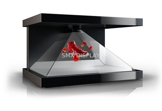 kualitas 3 Wajah Hologram Pyramid Showcase Holographic 3D Display Shopping Mall Pabrik