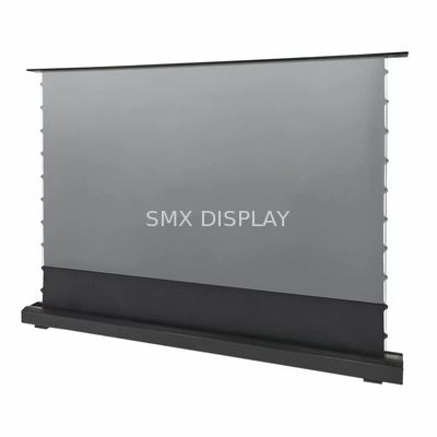 Kualitas 16:9 100inch Motorized Floor Rising ALR Projector Screen Untuk Ultra Short Throw Projector Pabrik