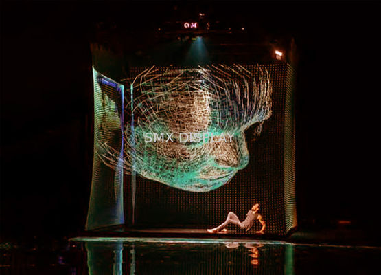 Kualitas 9x30m Transparan Holographic Mesh Screen Hologram Projector Screen Untuk Acara Langsung Pabrik