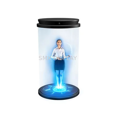 Kualitas 21.5 inci 3D Holographic Cylinder Manusia Digital Interaktif Hologram Untuk Pameran Pabrik