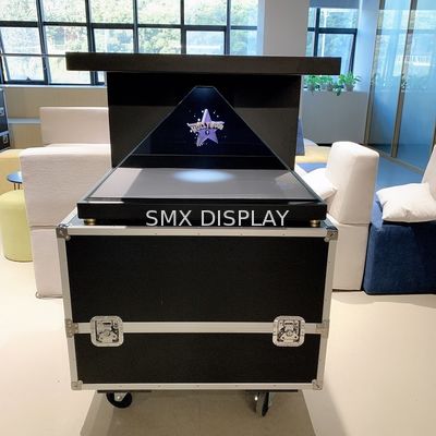 Kualitas 270 derajat 32' 'Holographic Display Piramida 3D Hologram Showcase Full HD Dengan Kasus Penerbangan Pabrik