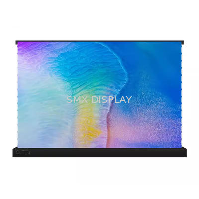 kualitas 120 Inch Electric Tension Floor ALR Screen Untuk UST Laser Projector Motorized Ultrashort Throw Film Screen Pabrik