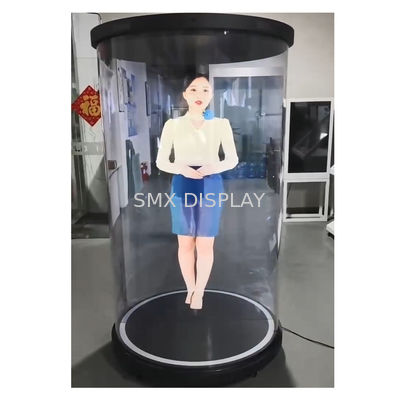 kualitas AI Berbasis Interaktif 3D Hologram Box, 75 inci Digital Human Round Exhibition Stand Holotube Holographic Display Box Pabrik
