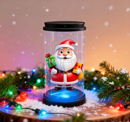 Kualitas Christmas Gift Mini 3D Hologram Display Handheld Animation Showcase 5inch Holo Tube Pabrik