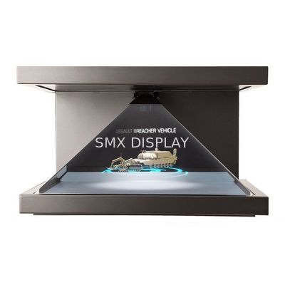 kualitas 3 Sisi View 3D Hologram Pyramid Holo Showcase dengan Adjustable Led Cahaya Pabrik