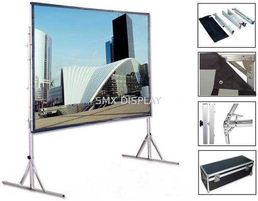 120 inci Proyeksi Depan Belakang Fast Fold Portable Projector Proyeksi Layar Dengan Stand Metal 3D Kain PVC