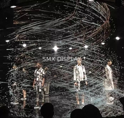 Layar Mesh Hologram Poliamida Tahan Api Transparansi Tinggi Bermotor