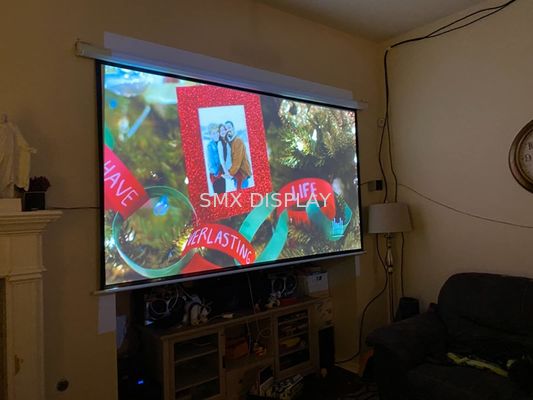 kualitas Layar Proyektor Bermotor RF Remote 120 Inch Untuk Ruang Rapat Bioskop Pabrik