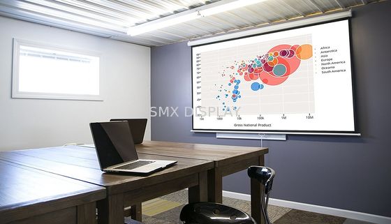 Kualitas Layar Proyeksi Manual Fiberglass Plafon Dinding 178x178cm Untuk Ruang Rapat Pabrik