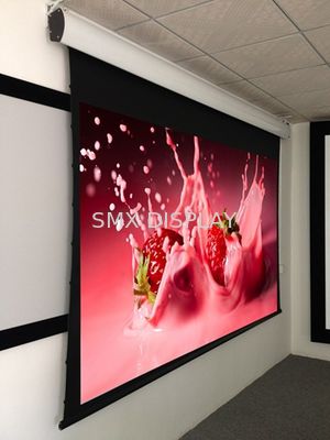 kualitas Langit-langit tersembunyi Tab dikencangkan Bermotor Proyeksi Screen Dengan Hd Fleksibel Putih Pabrik